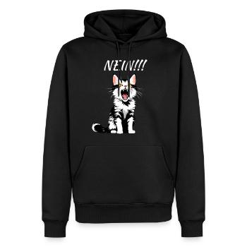 Katze NEIN! - Männer Premium Bio Hoodie - Schwarz - Vorne - Nico (187cm)