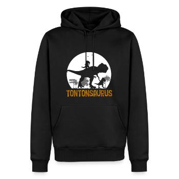TontonSaurus Humour Dinosaure Pour Oncle - Sweat à capuche Premium bio Homme - noir - Devant - Nico (187cm)
