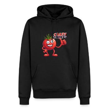 Crazy Veggies: Tomato with Thumbs Up - Männer Premium Bio Hoodie - Schwarz - Vorne - Nico (187cm)