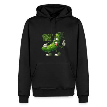 Crazy Veggies: Spiky Hairy Cuke Thumbs Up - Männer Premium Bio Hoodie - Schwarz - Vorne - Nico (187cm)