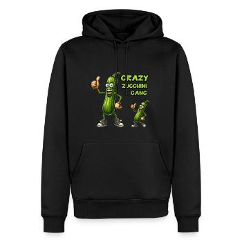 Crazy Veggies: Zucchini Gang Thumbs Up - Männer Premium Bio Hoodie - Schwarz - Vorne - Nico (187cm)