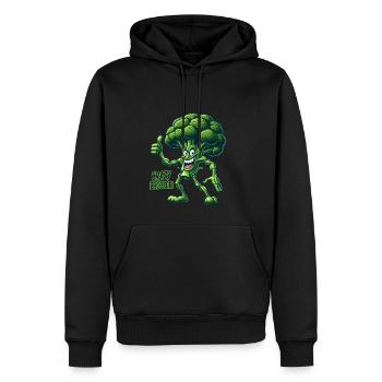 Légumes fous : Broccoli Bodybuilder Pro Pouces en l’air - Sweat à capuche Premium bio Homme - noir - Devant - Nico (187cm)