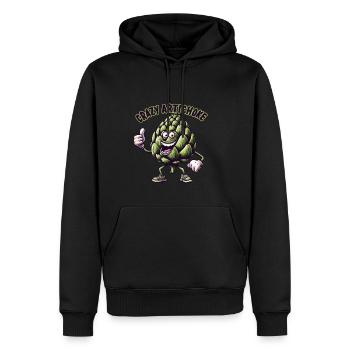 Crazy Veggies: Artichoke Thumbs Up - Männer Premium Bio Hoodie - Schwarz - Vorne - Nico (187cm)