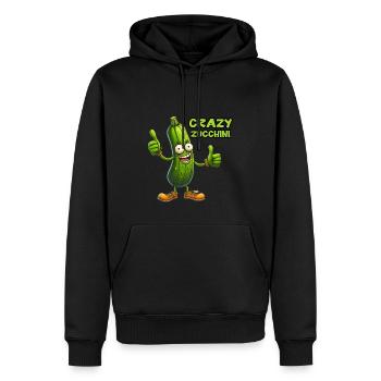 Crazy Veggies: Zucchini Thumbs Up - Männer Premium Bio Hoodie - Schwarz - Vorne - Nico (187cm)