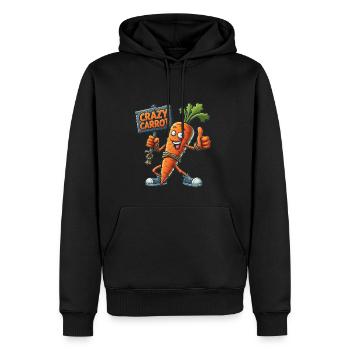 Légumes fous : Carotte avec bouclier pouces levés - Sweat à capuche Premium bio Homme - noir - Devant - Nico (187cm)