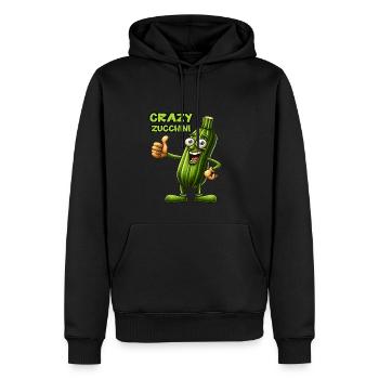 Crazy Veggies: Zucchini Thumbs Up - Männer Premium Bio Hoodie - Schwarz - Vorne - Nico (187cm)