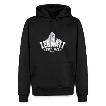 Zermatt Alpes suisses - Sweat à capuche Premium bio Homme - noir - Devant - Nico (187cm)