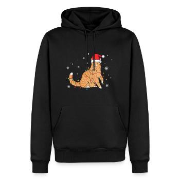 Chat Noël - Sweat à capuche Premium bio Homme - noir - Devant - Nico (187cm)