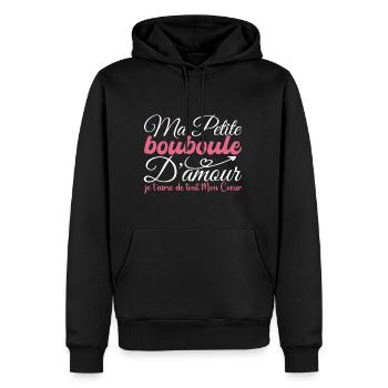 Cadeau bouboule d'amour, ma bouboule je t'aime - Sweat à capuche Premium bio Homme - noir - Devant - Nico (187cm)
