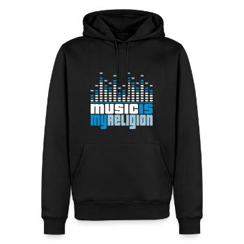 Music Is My Religion - Men’s Premium Organic Hoodie - black - Front - Nico (187cm)