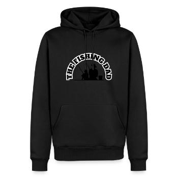 Le papa pêcheur avec son fils noir - Sweat à capuche Premium bio Homme - noir - Devant - Nico (187cm)