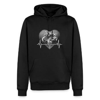 Herzschlag Quad - Männer Premium Bio Hoodie - Schwarz - Vorne - Nico (187cm)