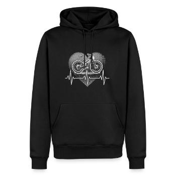 Mountainbike Herzschlag - Männer Premium Bio Hoodie - Schwarz - Vorne - Nico (187cm)