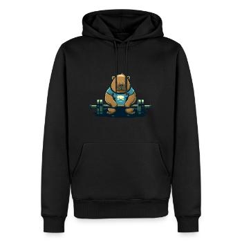 Capybara Bodybuilder - Männer Premium Bio Hoodie - Schwarz - Vorne - Nico (187cm)