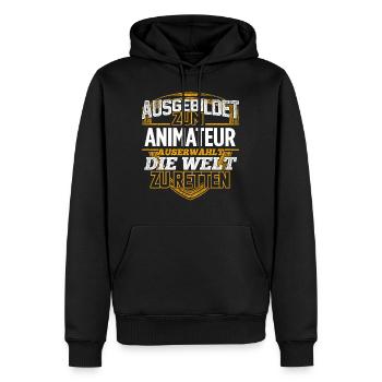 ANIMATEUR - Der Auserwählte - Männer Premium Bio Hoodie - Schwarz - Vorne - Nico (187cm)