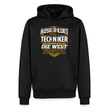 TECHNIKER - Der Auserwählte - Männer Premium Bio Hoodie - Schwarz - Vorne - Nico (187cm)