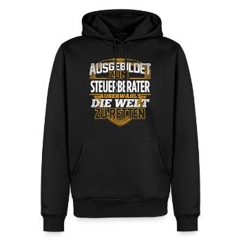 STEUERBERATER - Der Auserwählte - Männer Premium Bio Hoodie - Schwarz - Vorne - Nico (187cm)