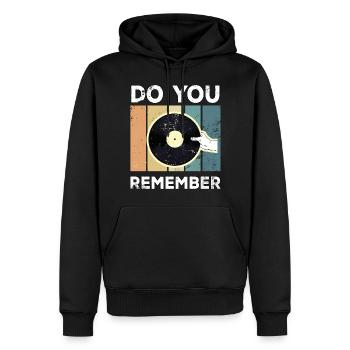 Lecteur de disques rétro vintage vinyle - Sweat à capuche Premium bio Homme - noir - Devant - Nico (187cm)