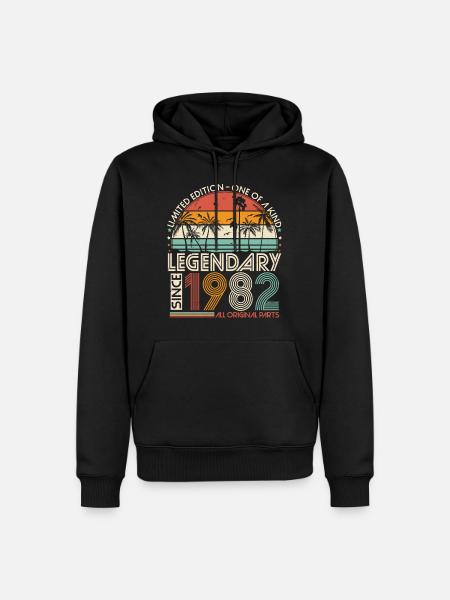 1982 Vintage Vintage Retro Birthday Gift - Men’s Premium Organic Hoodie - black