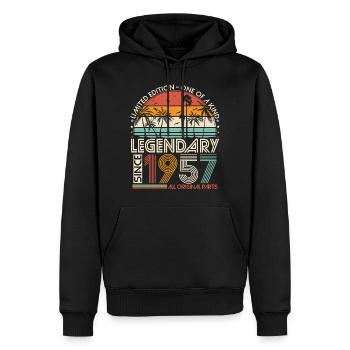 1957 Vintage Vintage Rétro Cadeau d’anniversaire - Sweat à capuche Premium bio Homme - noir - Devant - Nico (187cm)