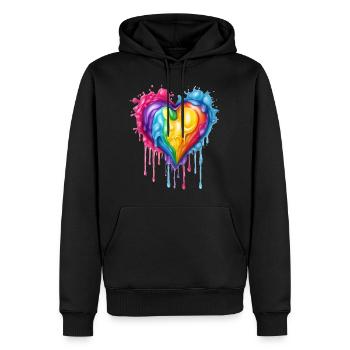Regenbogen-Herz - Männer Premium Bio Hoodie - Schwarz - Vorne - Nico (187cm)