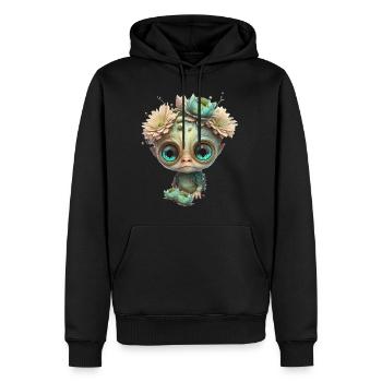 Mignon extraterrestre avec des fleurs - Sweat à capuche Premium bio Homme - noir - Devant - Nico (187cm)