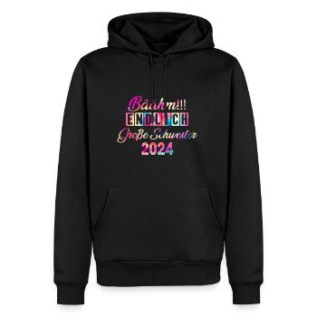 Bäähm enfin grande soeur 2024 - Sweat à capuche Premium bio Homme - noir - Devant - Nico (187cm)