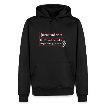 Jurastudent: Meister der Argumente - Männer Premium Bio Hoodie - Schwarz - Vorne - Nico (187cm)