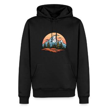Paysage de montagnes - Sweat à capuche Premium bio Homme - noir - Devant - Nico (187cm)