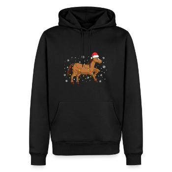 Cheval de Noël - Sweat à capuche Premium bio Homme - noir - Devant - Nico (187cm)