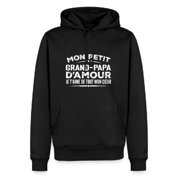 Cadeau Grand-papa d'amour je t'aime de mon cœur - Sweat à capuche Premium bio Homme - noir - Devant - Nico (187cm)