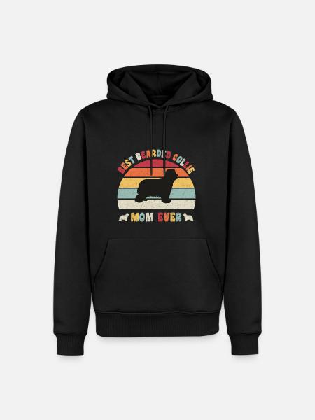 Meilleure maman Bearded Collie jamais amateurs de chiens vintage - Sweat à capuche Premium bio Homme - noir