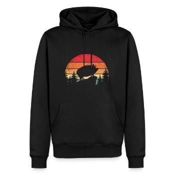 Cochon rétro Cochon ventru de caca - Sweat à capuche Premium bio Homme - noir - Devant - Nico (187cm)
