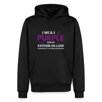 Je porte du violet pour mon père atteint d’un cancer faible - Sweat à capuche Premium bio Homme - noir - Devant - Nico (187cm)