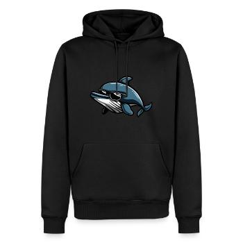 Wal Cool Tier - Männer Premium Bio Hoodie - Schwarz - Vorne - Nico (187cm)