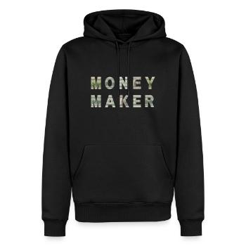 Money Maker Dollar Bill Texture Motivation - Männer Premium Bio Hoodie - Schwarz - Vorne - Nico (187cm)