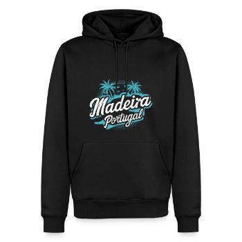 Portugal Madère - Sweat à capuche Premium bio Homme - noir - Devant - Nico (187cm)