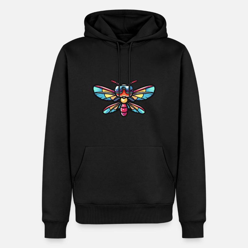 Libelle Cool Tier - Männer Premium Bio Hoodie - Schwarz