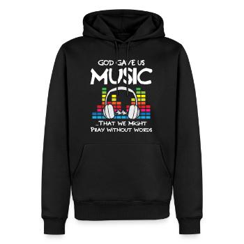 God Gave Us Music Pray Without Words - Männer Premium Bio Hoodie - Schwarz - Vorne - Nico (187cm)