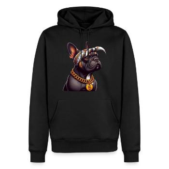 French Bulldog Old School Rapper - Men’s Premium Organic Hoodie - black - Front - Nico (187cm)