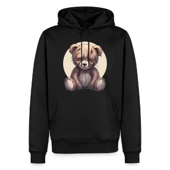 Sad Teddy Bear - Men’s Premium Organic Hoodie - black - Front - Nico (187cm)
