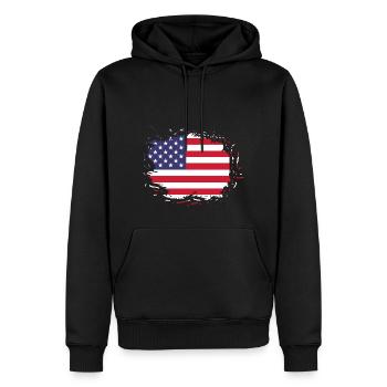 Amerikanische Flagge Retro US Amerika USA - Männer Premium Bio Hoodie - Schwarz - Vorne - Nico (187cm)
