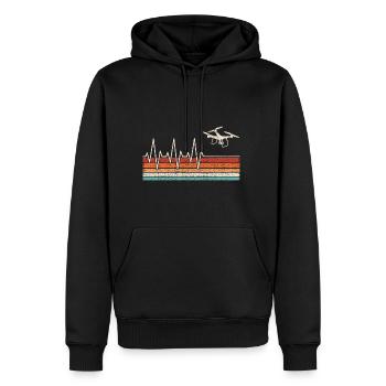 Drohnenpilot Herzschlag - Männer Premium Bio Hoodie - Schwarz - Vorne - Nico (187cm)