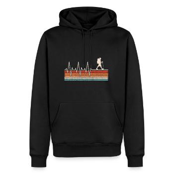 Wanderer Herzschlag - Männer Premium Bio Hoodie - Schwarz - Vorne - Nico (187cm)
