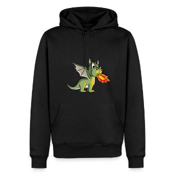 Mignon Dragon crache du feu Cartoon Dragon - Sweat à capuche Premium bio Homme - noir - Devant - Nico (187cm)