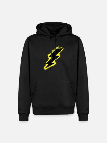Bolt lightning yellow and black outline - Men’s Premium Organic Hoodie - black
