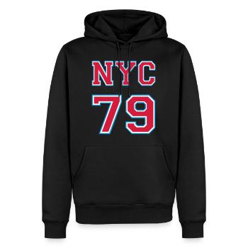 NYC 79 - Sweat à capuche Premium bio Homme - noir - Devant - Nico (187cm)