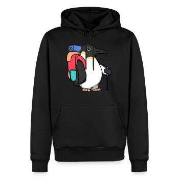 Wandern Pinguin Plodding Tier Niedliches Abenteuer - Männer Premium Bio Hoodie - Schwarz - Vorne - Nico (187cm)
