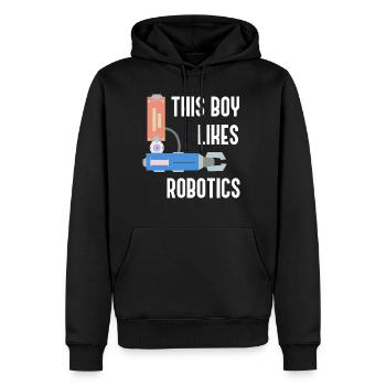 Junge mag Robotik ironisches Sprichwort Mechaniker - Männer Premium Bio Hoodie - Schwarz - Vorne - Nico (187cm)