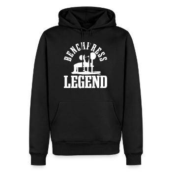 Benchpress Legend Powerlifter Fitnesstraining und - Männer Premium Bio Hoodie - Schwarz - Vorne - Nico (187cm)